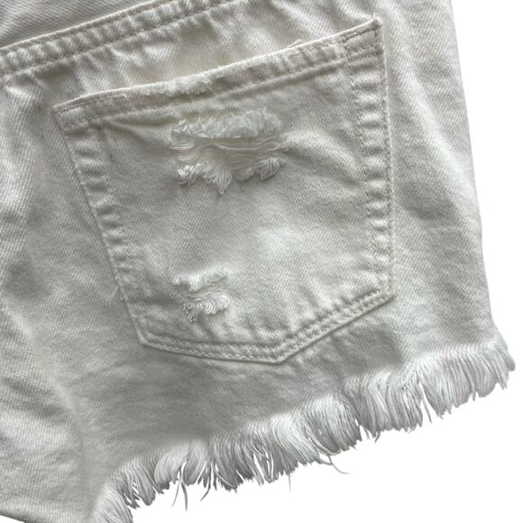 Anthropologie We The Free White Button Front Distressed Frayed Hem Shorts Sz 26 - Picture 11 of 11